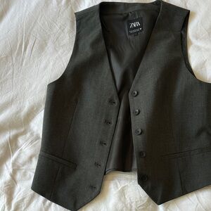 Zara Dark Charcoal Tailored Waistcoat Vest